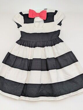 Gymboree Girls' (Size 5) Short- Sleeve Wide-Striped Party Dress w/Back Pink Bow